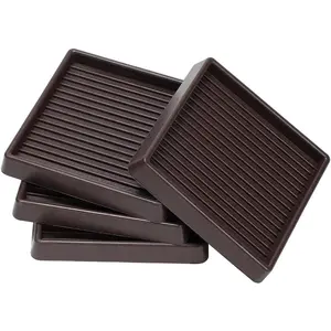 4x4 Square Rubber Furniture Caster Cups, Anti-Sliding Furniture Pads Bed Stopper Floor Protectors with Grip - Protect Any Flooring