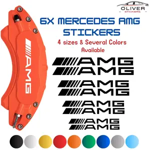 6x AMG Brake Calipers Decal Stickers for Car