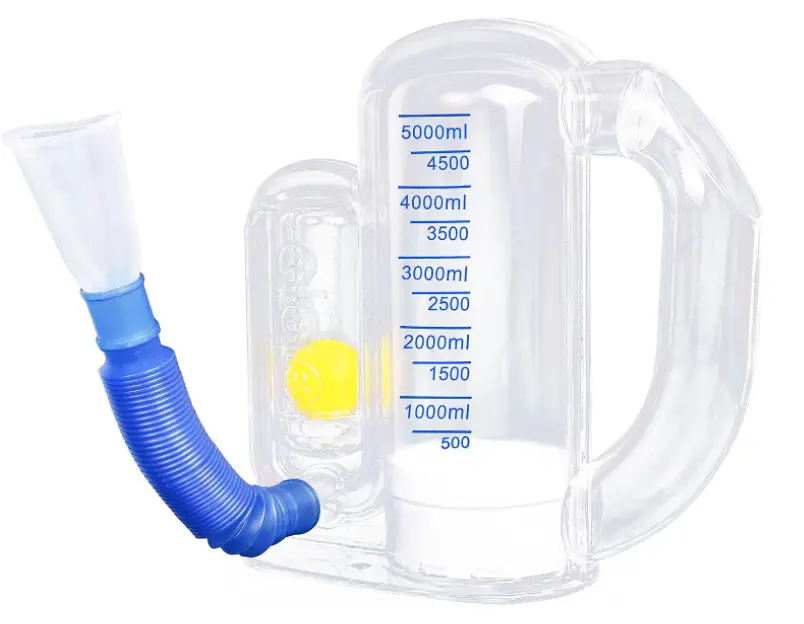 5000ml Single-Ball Breathing Practice Device with Clear Volume Scale, Flow Indicator, Goal Slider, Flexible Tube and Mouthpiece