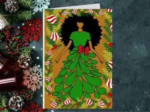 Personalized Gifts African American Greeting Cards 5.5" x 8.5" w/ Envelope | Custom Message | Black Holiday Cards | Christmas Gift