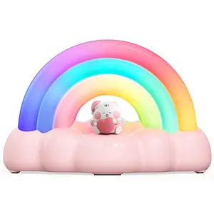 ICARER Cute Tofu Cat Rainbow Lamp 3 Modes Touch Control 30-Minute Timer Auto-Off Eye-Friendly Rechargeable Night Light for Kids' Bedrooms Perfect Birthday Gift