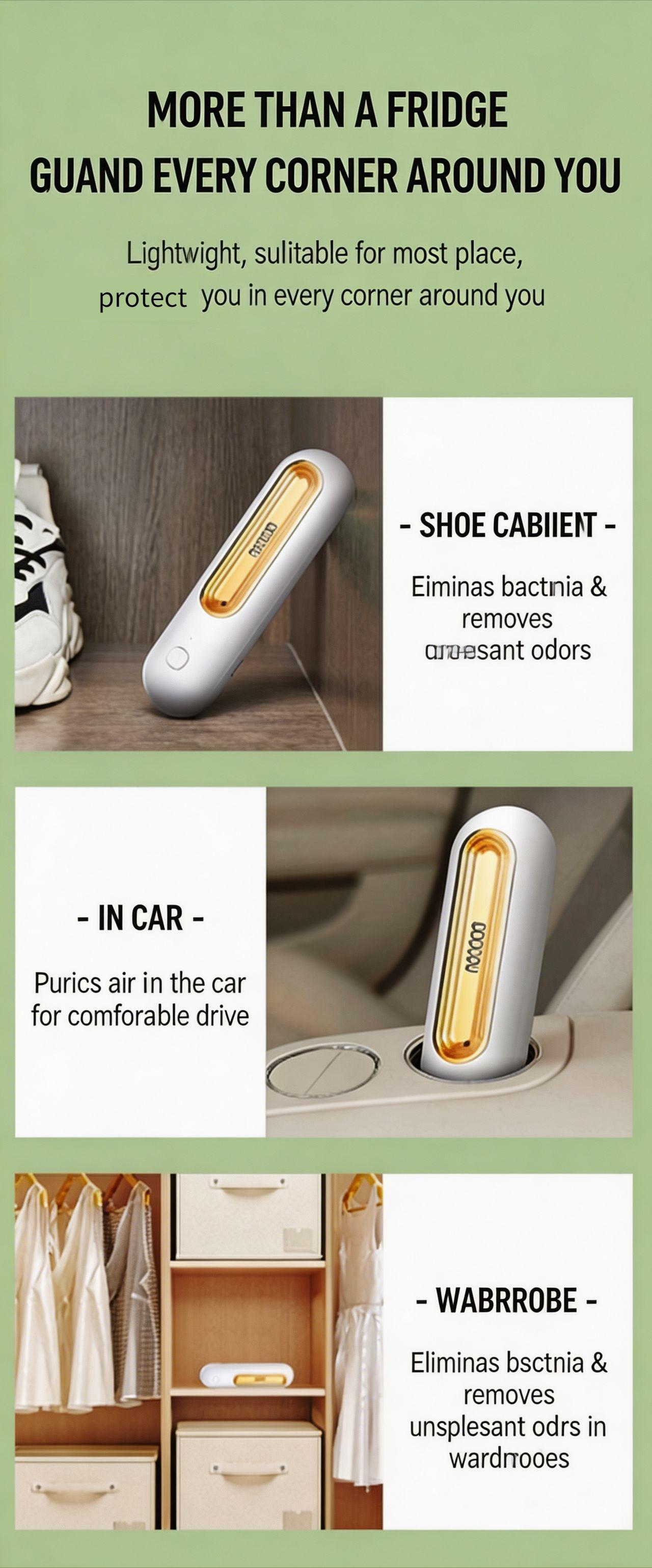 Portable Ozone Purifier for Refrigerator, Eliminate Bacteria & Odors,Suitable for refrigerators, fruit and vegetable air purifiers