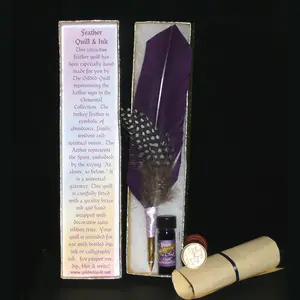 PURPLE AETHER (Spirit) QUILL Pen Elemental Ink Set, Dip Pen, Includes Purple Ink, Compact Design, Ideal for Writing and Drawing