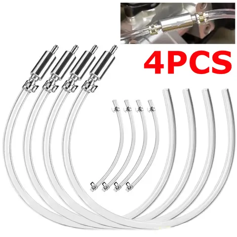 4-Piece Brake Bleeder Hose Kit - Car Maintenance & Brake Repair Tool with 1-Way Check Valve, Durable Rubber Hose, Simple Plug-In, Rubber&Alum Construction for Hydraulic Clutch Bleeding, Cars Accessori