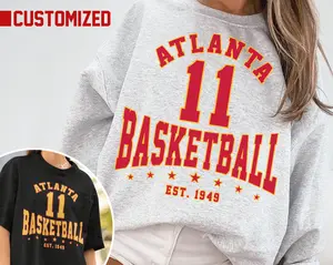 Customized Atlanta Hawk Crewneck Sweatshirt T-shirt Hawks Sweater Hawks T-shirt Atlanta Basketball Fan Shirt Vintage Atlanta Sweatshirt