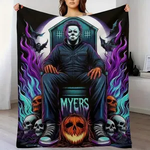 Horror Movie Halloween Blanket - Soft Gift for Thanksgiving Christmas, Perfect for Sofa, Couch, Office, Camping, Bed, Travel, and Living Room