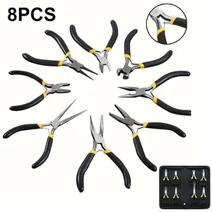 8pcs/set, Multifunctional Pliers Set, Round Curved Needle Nose Pliers, Indoor Outdoor Repair Tools