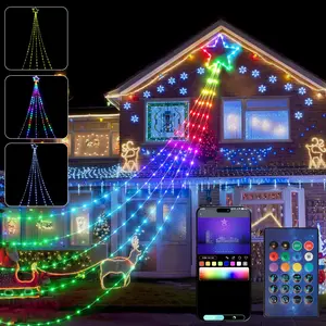 Outdoor Christmas Lights,RGB Color Changing Outside Christmas Star Lights, APP Remote Control, Christmas Lights decoration Waterproof Ornaments lights  for RGB Flocked Set christmas 2024 ornament christmas window lights outdoor pool lights