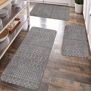 JIT 1/2/3 pcs of fringed Bohemian minimalist carpet, suitable for various scenarios as a decorative carpet. Kitchen carpet set, fringed washable bedside soft carpet, suitable for use in kitchens, bedrooms, etc. Boho Runner Rug
