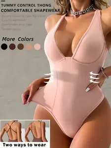 1 Count Women's Sexy Fashion Cross Straps Backless Shapewear, Fajas, Gentle Off Shoulder Bodysuit, High Elasity Breathable Comfortable Body Shaper, Colombian Shapewear, Suitable for Daily Wear & Swim & Summer Wear