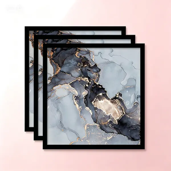 3-Pack 14x14 in Square Black Photo Frames - Lightweight Home Decor Wall Mount Displays with High Transparency Covers for Posters & Artworks, Transparent