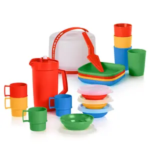 Vintage-Inspired Colorful Mini Party Serving Set - Plastic, Durable, Lightweight, Reusable, Safe for Little Hands, Easy to Clean, Perfect for Indoor or Outdoor fun