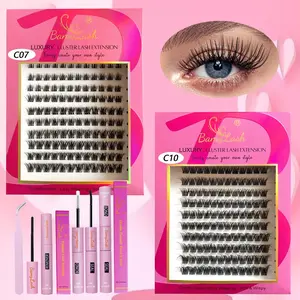 3D Soft Eyelash Extensions Kit, 1 Box Individual False Eyelashes with Glue & Eyelash Remover & Tweezers, Makeup Product for Women & Girls