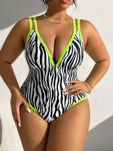 Plus Size Animal Print One-Piece Swimsuit - Sexy, Summer Party Beachwear