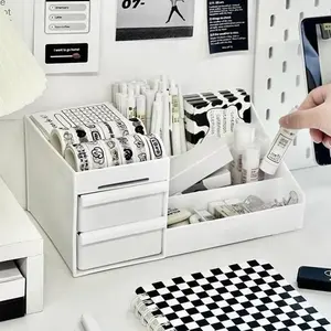Drawer Cosmetic Storage Box with Shelves, Makeup Organizer Box, Vanity Drawer Organizer, Desktop Organizer for Lipstick Brushes Eyeshadow Skincare Jewelry, Ideal for Women Dorm Bedroom Bathroom