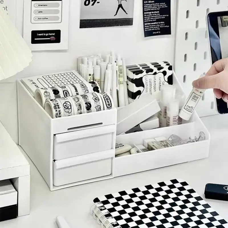 Drawer Cosmetic Storage Box with Shelves, Makeup Organizer Box, Vanity Drawer Organizer, Desktop Organizer for Lipstick Brushes Eyeshadow Skincare Jewelry, Ideal for Women Dorm Bedroom Bathroom