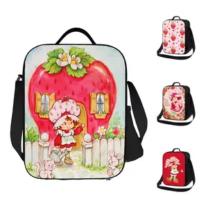 Strawberry Cartoon Lunch box Bag Insulated Cute Thermal Bag Suitable for Home Restaurant Office Outdoor Picnic Unisex Portable Reusable