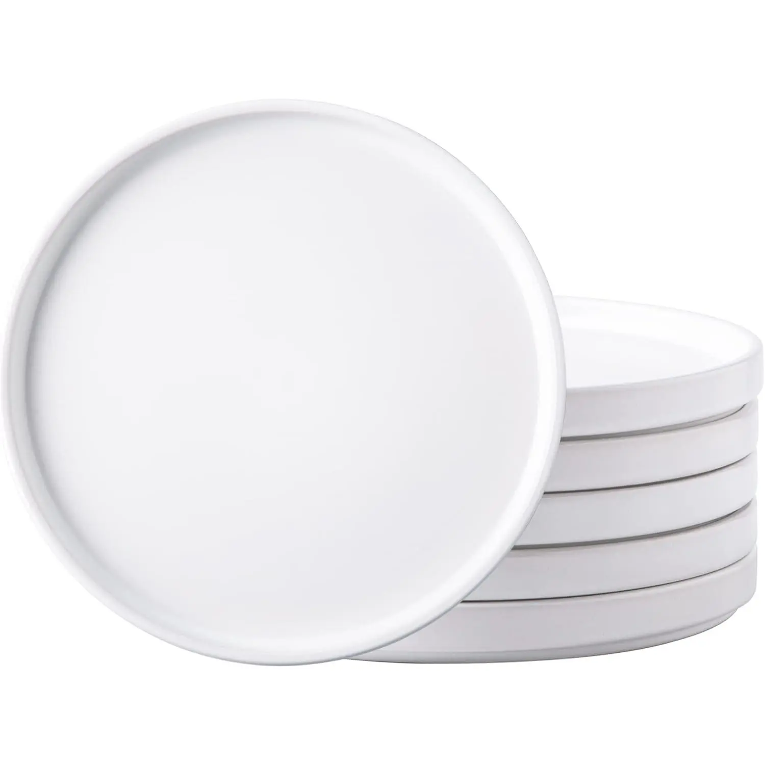 Ceramic Dinner Plates Set of 6, 10.0 Inch Matte Stoneware Plates for Kitchen,Modern Flat Dinnerware Dishes Set,Microwave& Dishwasher Safe, Scratch Resistant, Matte white