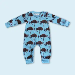 Toddle baby boy cow print spring fall romper