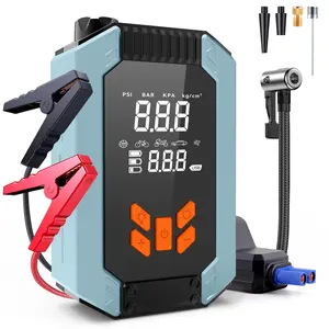 Portable Car Jump Starter with Air Compressor 12V Battery Booster for 9.0L Gas/8.0L DL 4000A 150PSI Tire Inflator Smart Jumper Cables LED Flashlight LCD Tire Pressure Display