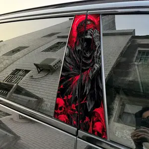 2pcs Blood SkullThorn CrownDark Red Halo Car Sticker B-Pillar DIY Center Pillar Film Decorative Car Accessory