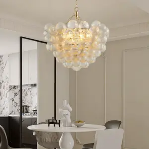 27.5-Inch Gold Pendant Light Chandelier with Threaded Clear Glass Globe Shade – Adjustable Height, Ideal for Living Room, Dining Room, Kitchen (No Bulbs) shower  lamp gold  chandelier UV Print LED Neon Skull Light