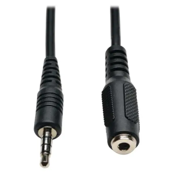 Tripp Lite P318-006-MF 4-Pole 3.5mm Mini Stereo Audio TRS Male-to-Female Headset Extension Cable, 6 ft, 90% Spiral-Wrapped, Molded Strain-Relief, Plug-and-Play Stereo Audio Adapters, Computer Accessories Connector Plug, 3.5 Mm Jack