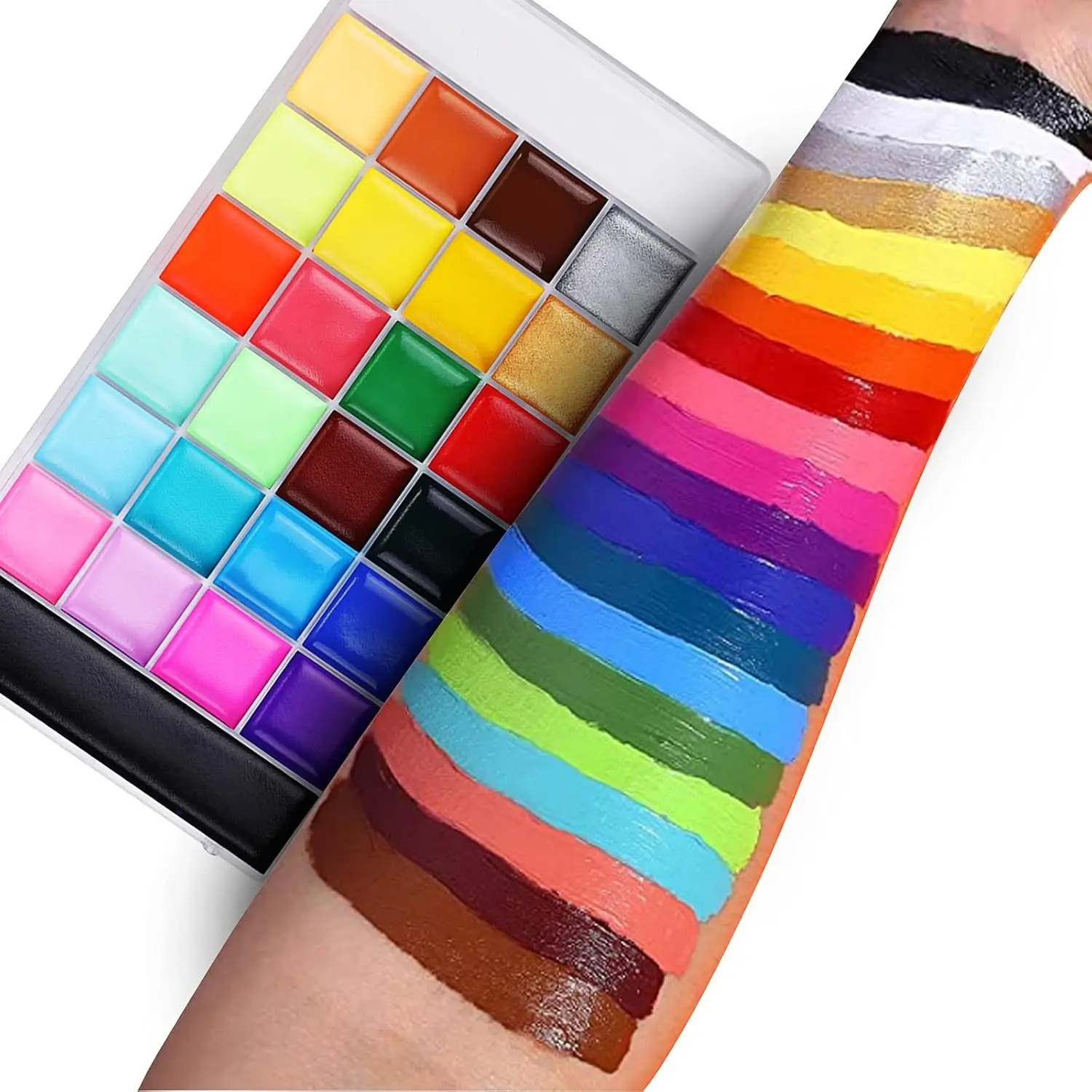 Face Body Painting Kit, 26 Colors Rainbow Body Paint for Kids & Adults, Safe & Non-Toxic Water Based Split Cake Face Paint Palette, Party Makeup Set for Halloween Christmas Cosplay
