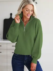 USBoutiqueCHIC Women's Fall Winter Soft Acrylic Fleece Long Sleeve Sweater Oversized Fit Comfort Wear 10-Color Cozy Knit Top Green