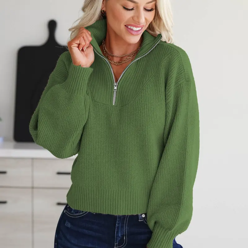 USBoutiqueCHIC Women's Fall Winter Soft Acrylic Fleece Long Sleeve Sweater Oversized Fit Comfort Wear 10-Color Cozy Knit Top Green