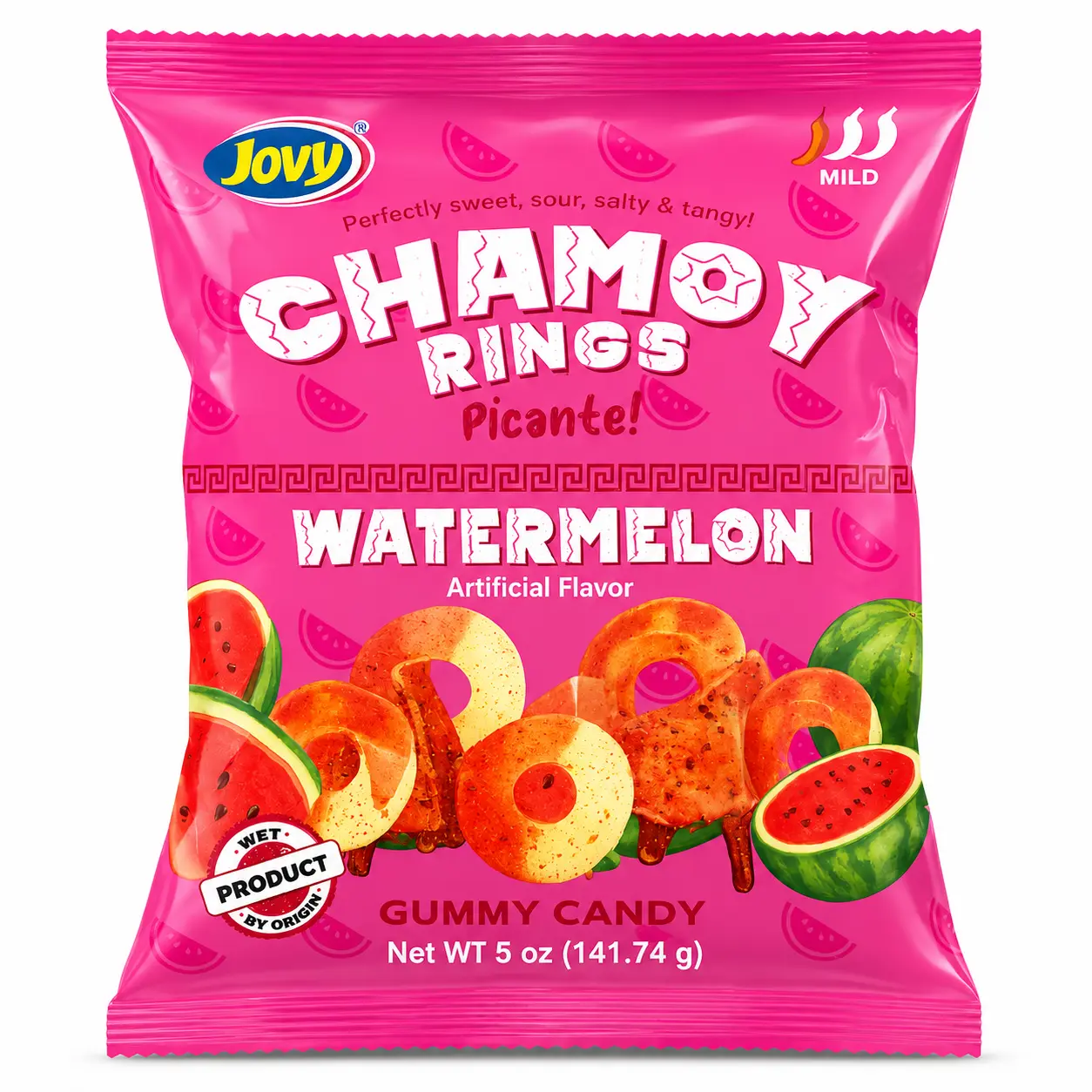 Chamoy Peach Rings Gummy Candy - Sweet, Tangy, Spicy, Ambient, Chamoylicious Candies for All Ages, 7oz Sweets and Desserts