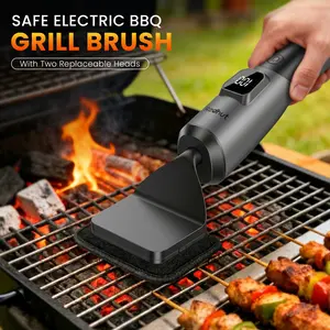 Redhut Cordless Electric Grill Brush Cleaner, Portable Barbecue Utensils with 2 Accessories (Fireproof Cloth, Shed-Free Steel Wool), 240-Min Runtime, High-Frequency Vibration for Gas/Charcoal/Smoker Grates, Ideal for Camping, BBQ Gatherings, 2026