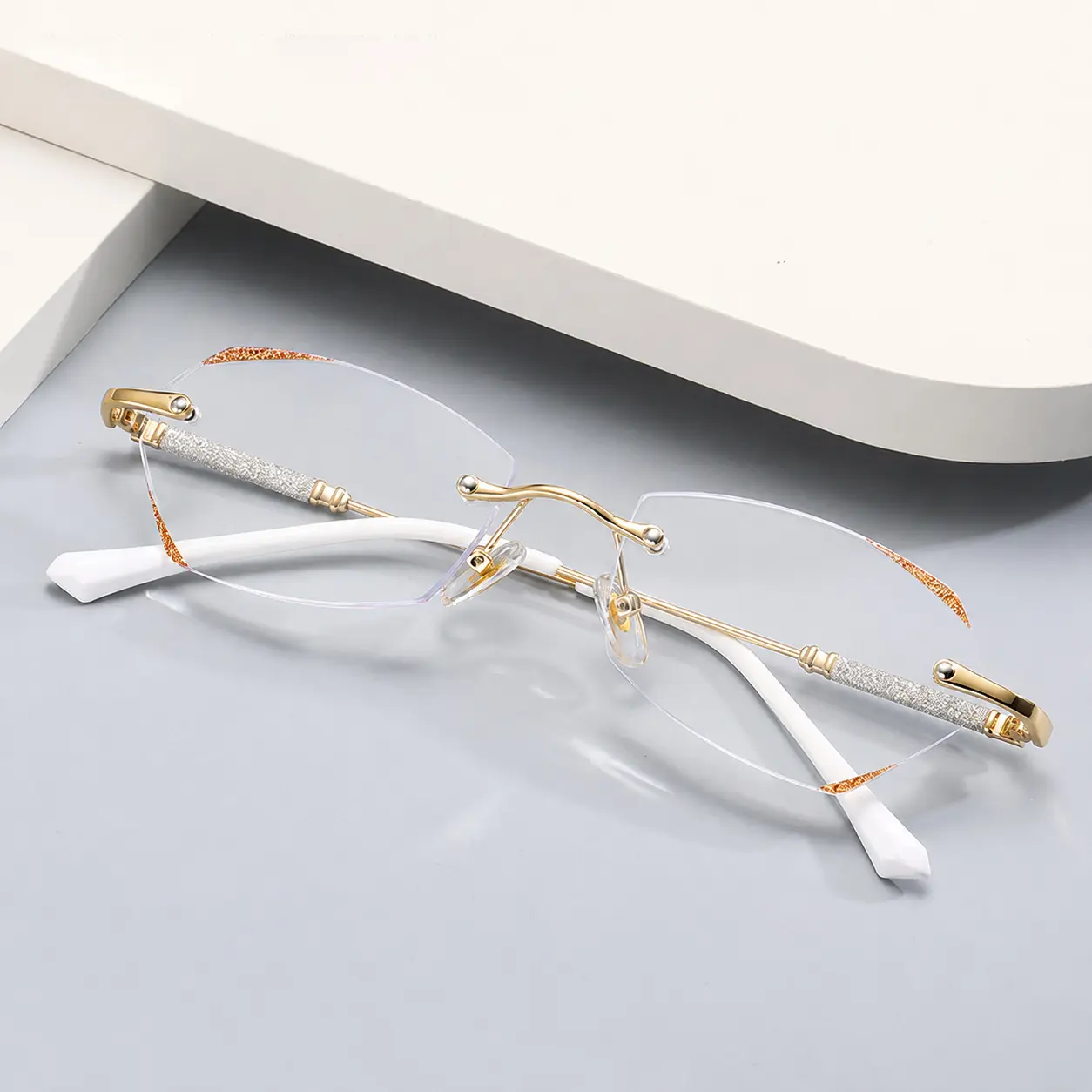 Women's Elegant Rimless Blue Light Reading Glasses - Glasses for Women with Diamond-Cut Lightweight Metal Frames, 1.00 Prescription, for Daily Use (Ages 40-45), High Quality Eyewear