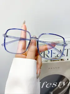 New Fashion Retro Large Frame Square Flat Mirror Glasses, Trendy Casual Eyeglasses, High Quality Unisex Street Style Eyewear, Stylish Square Frames, Daily Wear Decorative