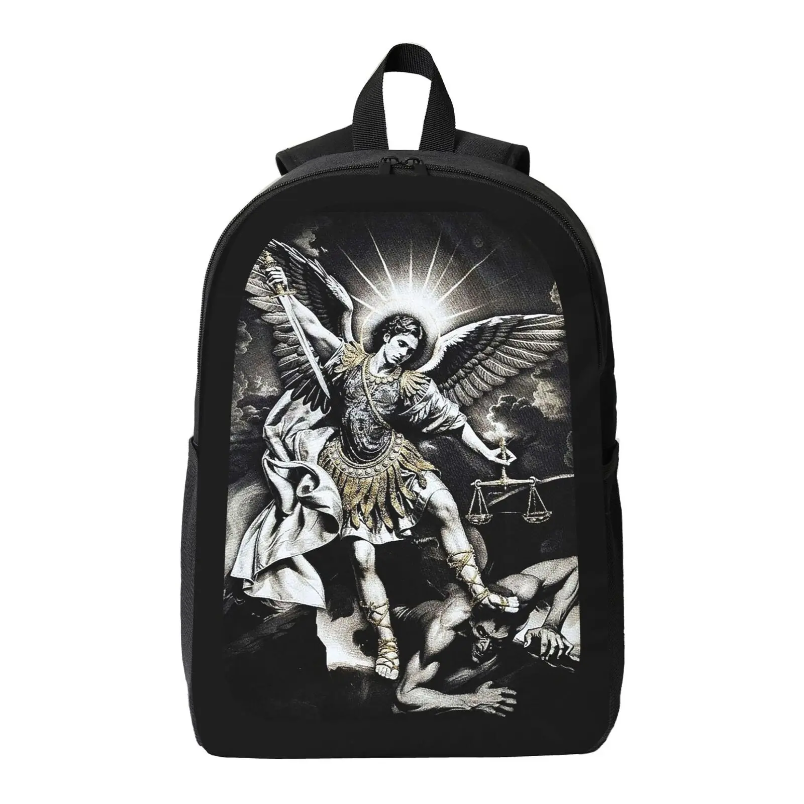 St Michael Archangel Angel Catholic Saint 17 Inch Travel Backpack Casual Daypacks Computer Shoulder Bag for Work Shopping Unisex with Iconic Design