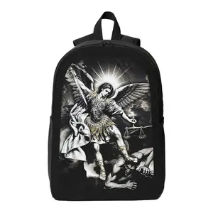 St Michael Archangel Angel Catholic Saint 17 Inch Travel Backpack Casual Daypacks Computer Shoulder Bag for Work Shopping Unisex with Iconic Design