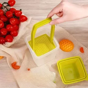 Multi-Purpose Plastic Produce Saver Container with Flip Lid, Strainer & Pickle Clip, Ideal for Fresh Fruit & Vegetable Storage