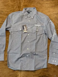 WRANGLER BLUE LONG SLEEVE SHIRT -112344432