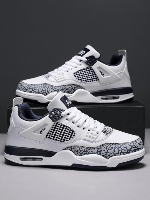 Breathable Leather Mesh Sport Shoes, Shock Absorption, Anti-Slip Sole, Unisex Basketball Shoes, Outdoor & Skateboarding Shoes