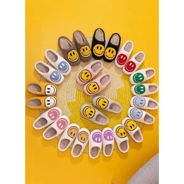 Smile Face Soft Plush Slippers