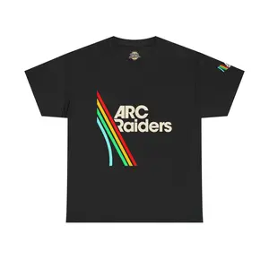ARC Raiders retro rainbow stripe T-Shirt | vintage inspired logo tee Casual Black