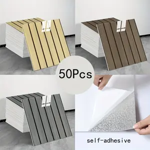 50pcs Waterproof Self-Adhesive Wallpaper Panels, 30x30cm Removable Backing, DIY Vinyl Wall Tiles for Kitchen, Bathroom, Living Room, TV Wall