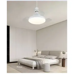 Socket Small Fan Light with Remote Control, 3 Colors Dimmable LED Bulb Fan with Socket Extender for Bedroom Dining Room Garage