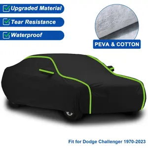 For Dodge Challenger 1970–2023 All Weather Car Cover with Soft Liner Waterproof Windproof Sunproof Dustproof Scratch Resistant Outdoor Full Cover Protection with Reflective Strips & Storage Bag