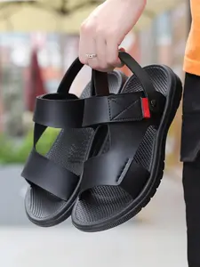 Men's Casual Plain Color Soft Sole Sandals, New Style Non-slip Beach Sandals, Fashionable Slippers for Outdoor Beach Vacation, Boy