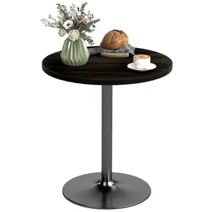 HOMCOM Round Dining Table for 2-4 People, Modern Kitchen Table with Wood Grain Top and Round Base for Dinning Room, Living Room, Home Office, Black