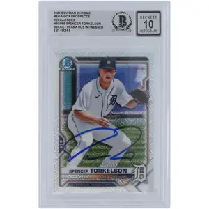 Spencer Torkelson Detroit Tigers Autographed 2021 Bowman Chrome Prospects Mega Box Refractor #BCP-96 Beckett Fanatics Witnessed Authenticated 10 Card - Fanatics Authentic Certified