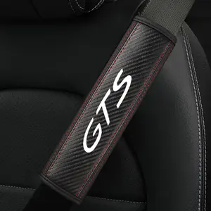Porsche Gts Cayenne Cayman Panamera Macan 911 718 928 901 Seat Belt Shoulder Cover, Car Interior Accessory, PU Leather & Carbon Fiber Stripe, Enhance Driving Comfort