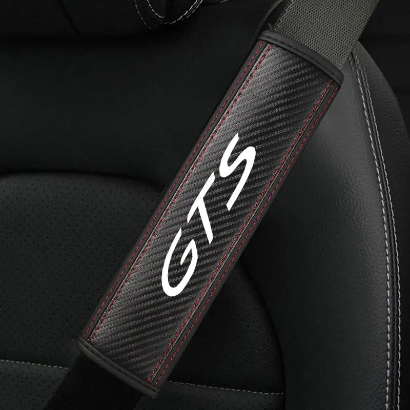 Porsche Gts Cayenne Cayman Panamera Macan 911 718 928 901 Seat Belt Shoulder Cover, Car Interior Accessory, Car Accessories, PU Leather & Carbon Fiber Stripe, Enhance Driving Comfort