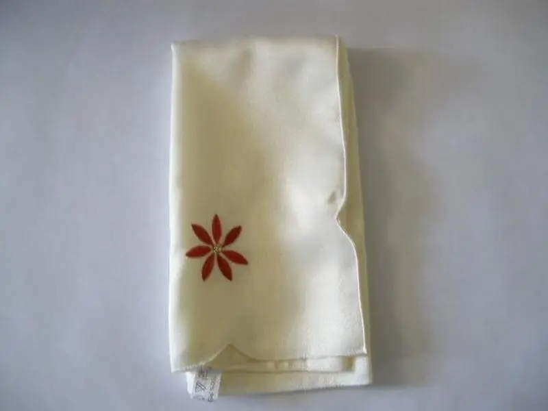 05HZ4080-1717-4 Embroidered Christmas Poinsettia Jacquard Napkins, Set Of 4